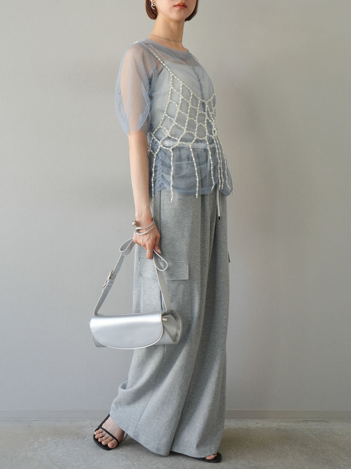 [予約]ウエストラインサイドポケットスウェットパンツ/グレー