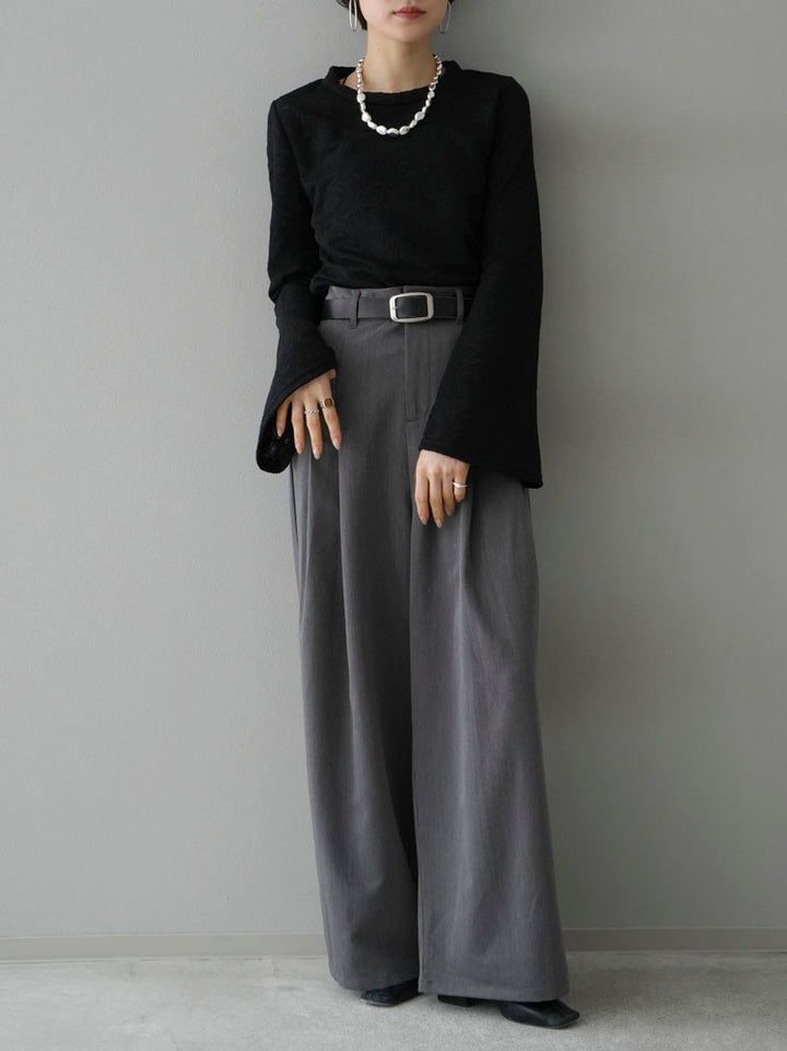 [Pre-order] Polyester double tuck wide pants/gray