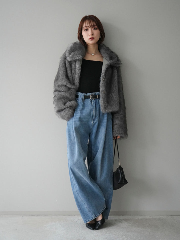 [20%オフ]MIXファースタンドネックショートジャケット/gray