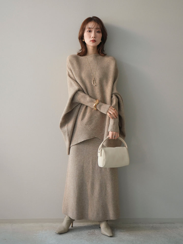 [SET]ウール混ドルマンニット&スカートSET UP(2set)