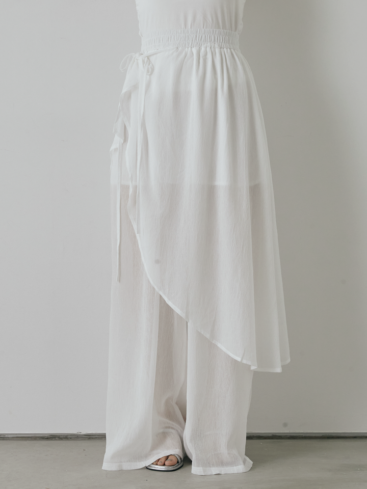 [予約]シアーワッシャーラップデザインパンツ/ホワイト