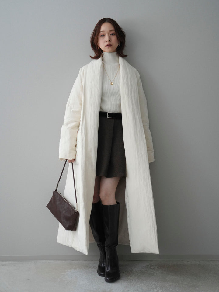 [SET]ロングダウンコート+ベルト付きタックミニスカート(2set)