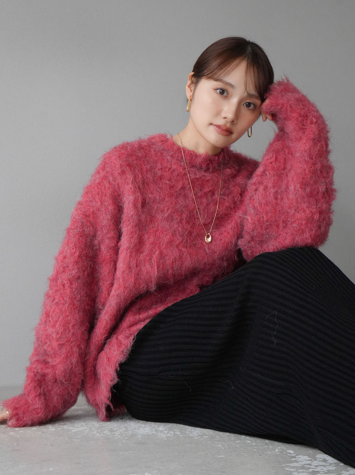 [予約]ブークレシャギーニットプルオーバー/レッド