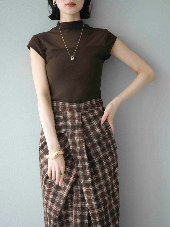 [預訂] 透明切換彈性上衣/棕色