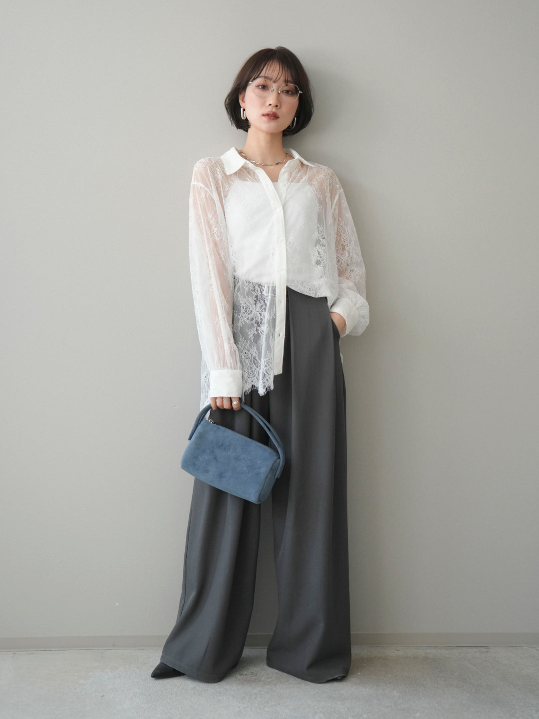 [予約]総レースボリュームスリーブシャツ/off