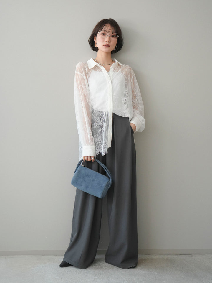 [予約]総レースボリュームスリーブシャツ/off