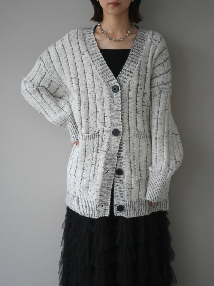[予約]プレーティングオーバーニットカーディガン/white