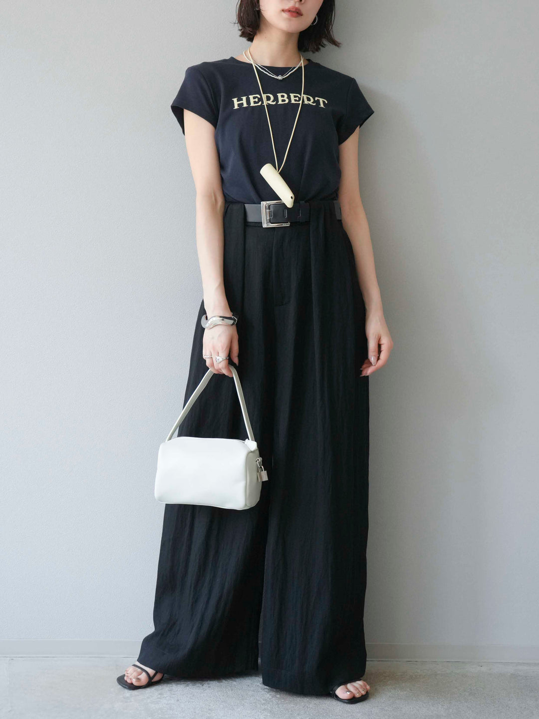 【預購】寬褲配大皮帶/黑色