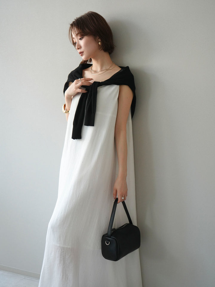 [予約]ラメツイストストラップVバックドレス/white