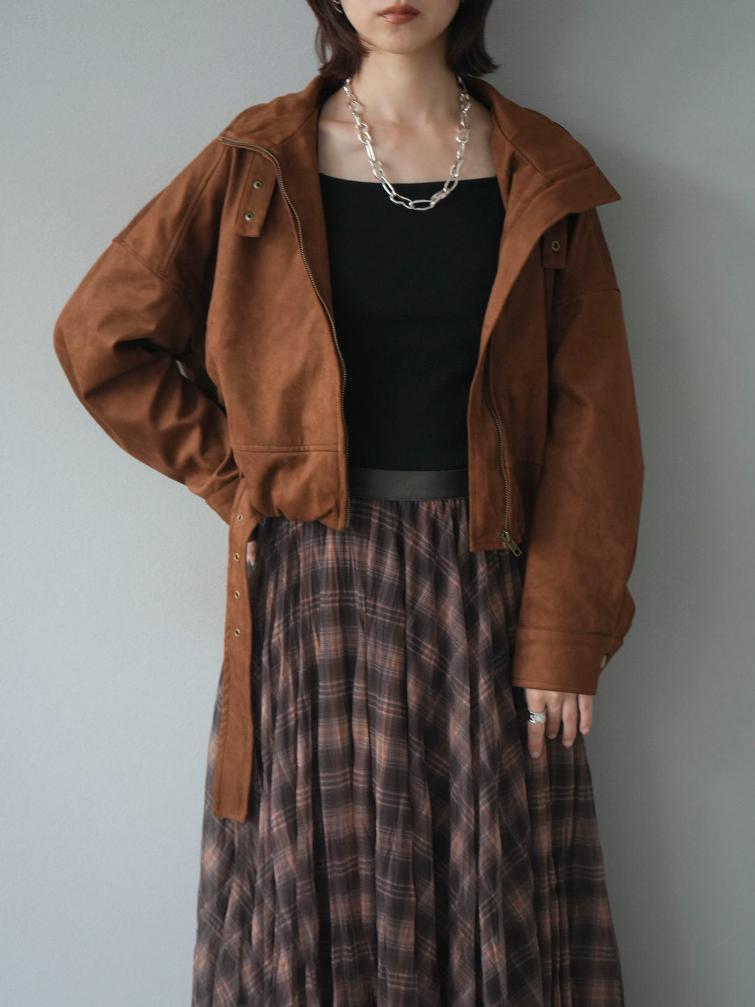 [予約]スエードバルーンショートブルゾン/camel