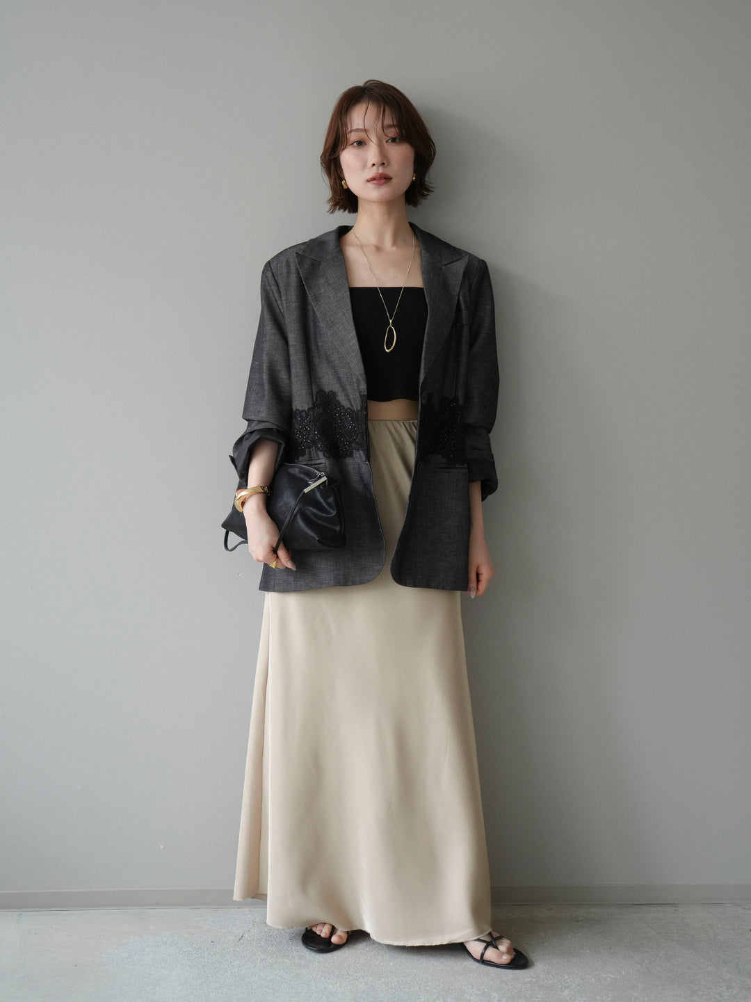 [予約]ドレープサテンスカート /yellow