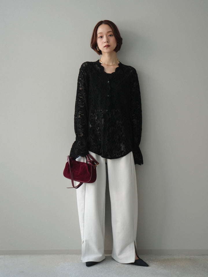 [予約]裾ZIPスエットワイドパンツ/ivory