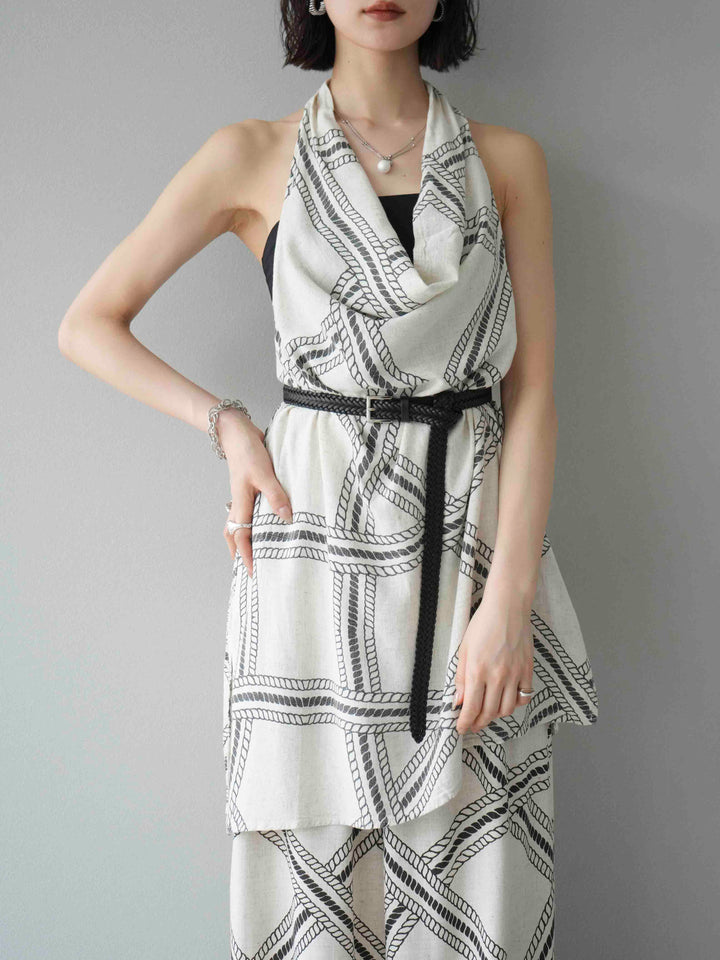 [予約]ロープ柄リネンタッチノースリブラウス/アイボリー