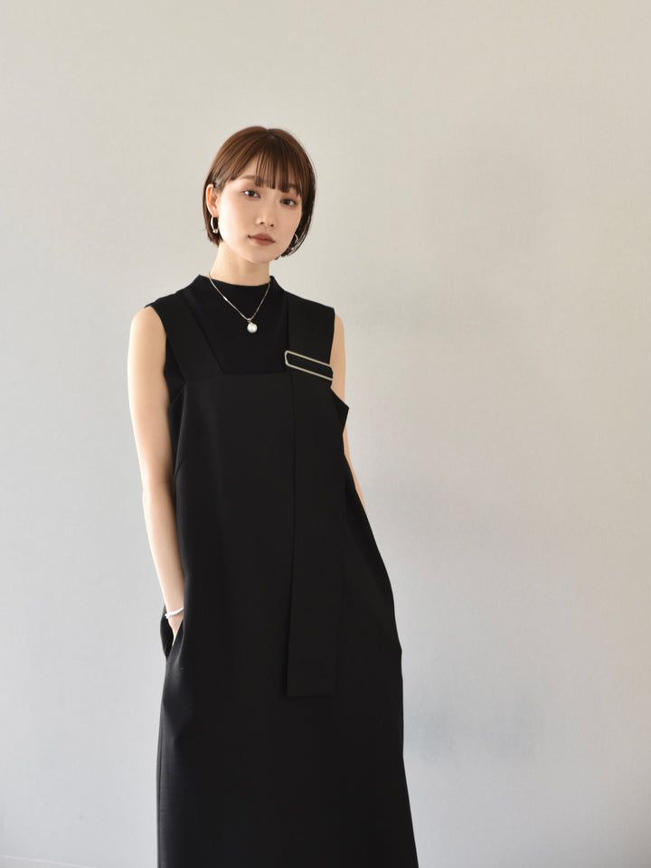 [予約]SLUB YARN ASYMMETRY DRESS/BLACK