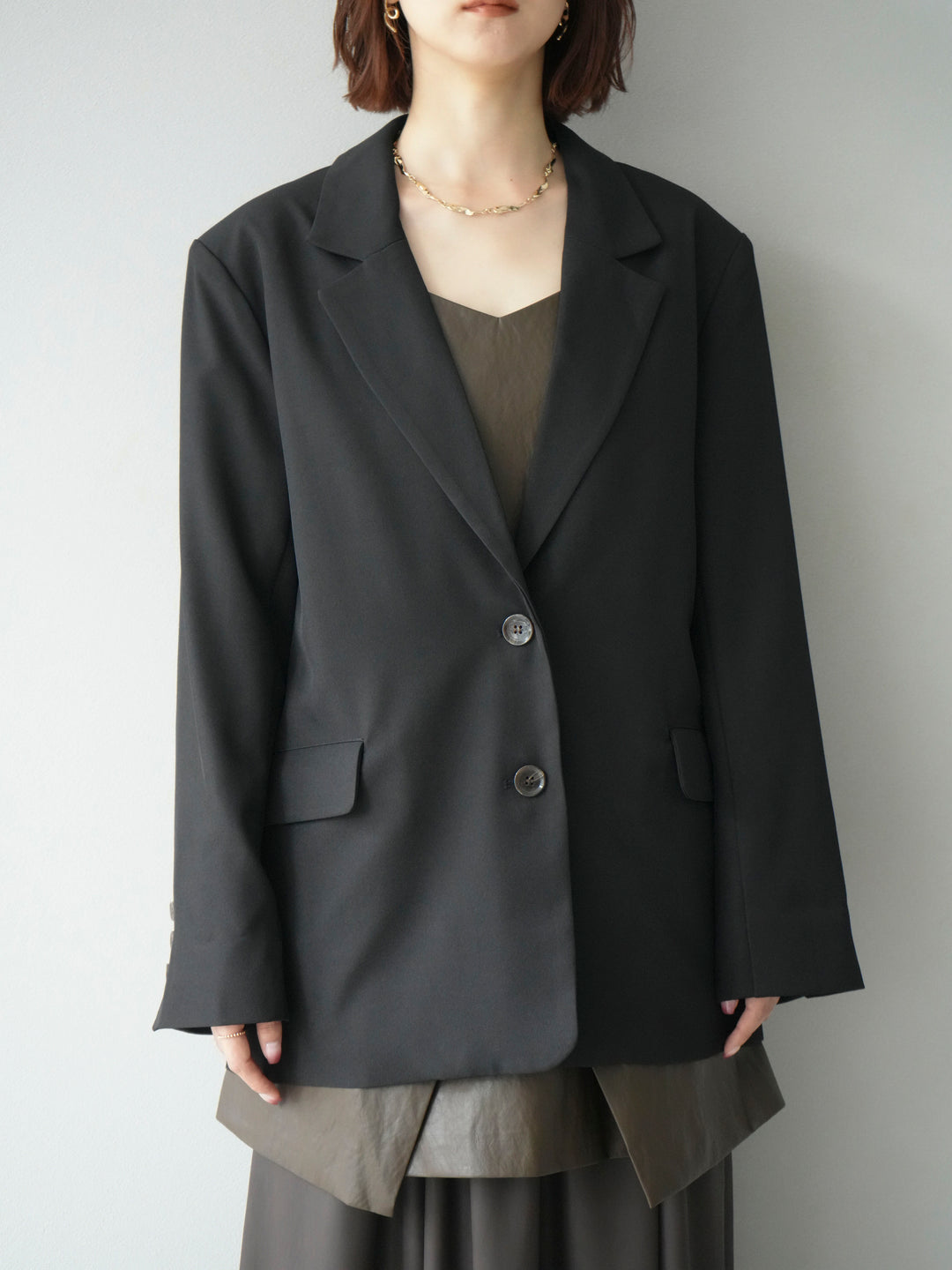 [予約]エステルオーバーテーラードジャケット/ブラック