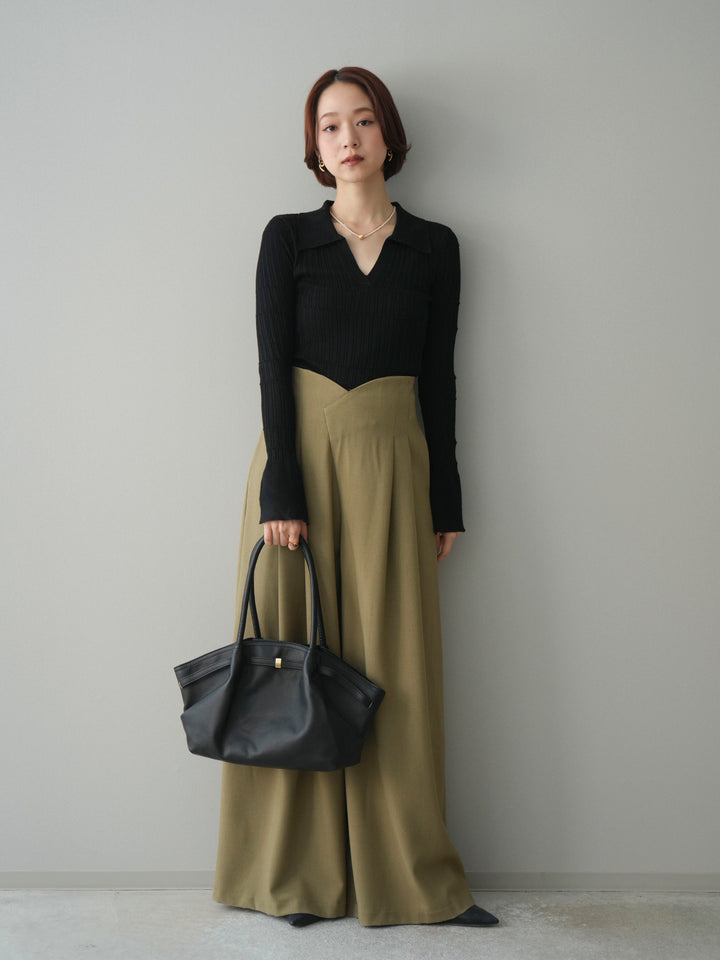 [予約]シアーリブスキッパーニットトップス/black