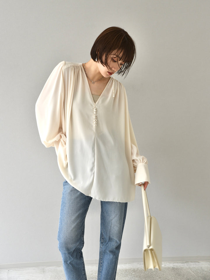 [予約]TUCK CHIFFON BLOUSE/IVORY