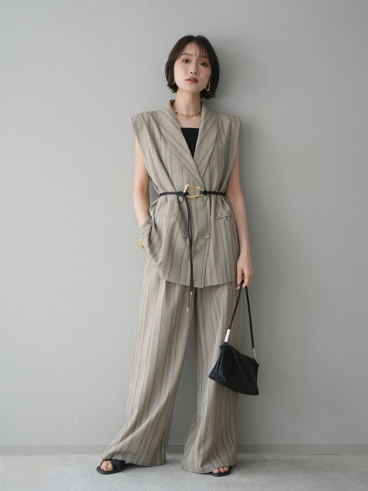 [SET]モチーフベルト付ストライプジレ＆パンツSETUP