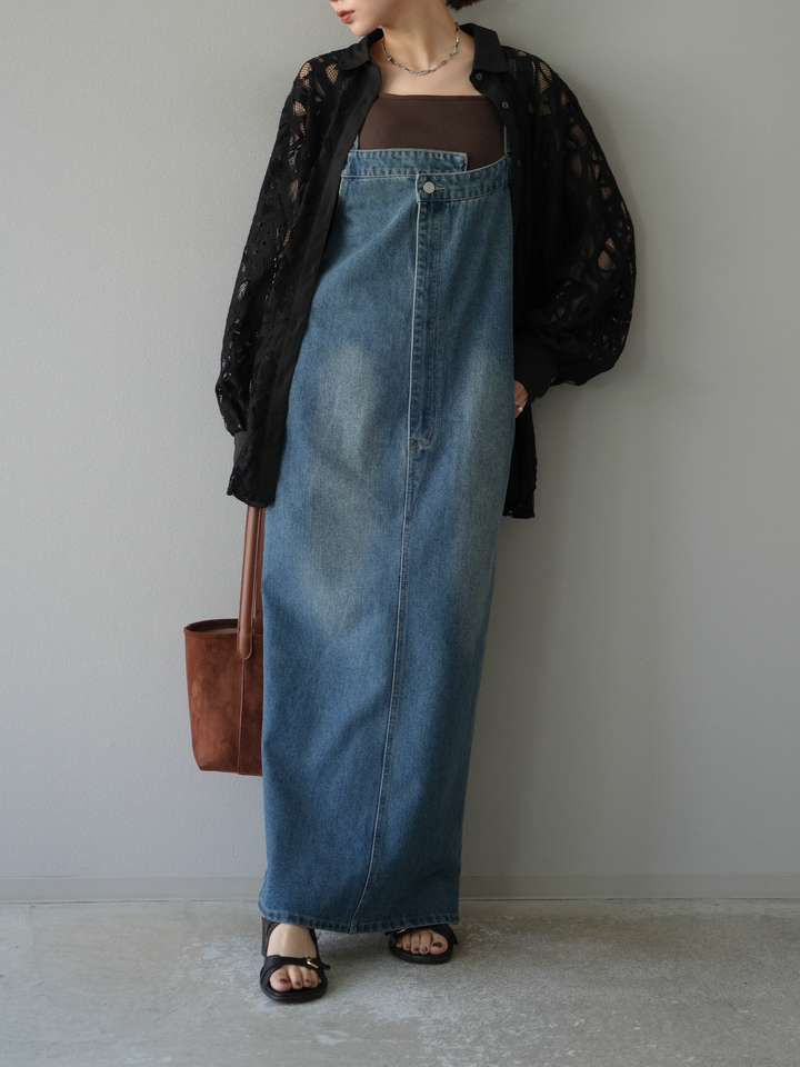【預購】不對稱牛仔洋裝/藍色