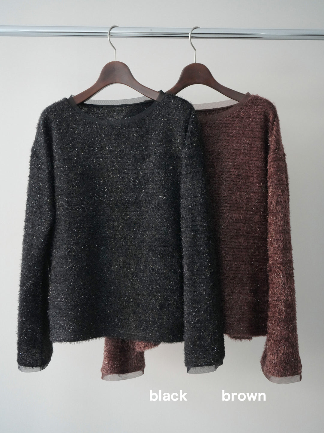 [SET]ラメシャギートップス+サイド切替カーブデニムパンツ(2set)