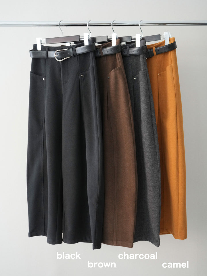 [SET]ベルト付起毛コクーンパンツ+ベルト付起毛コクーンパンツ(2set)