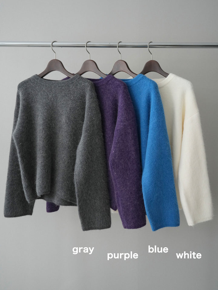 [SET]アンゴラタッチクルーネックニットプルオーバー+チュールレーストップス(2set)