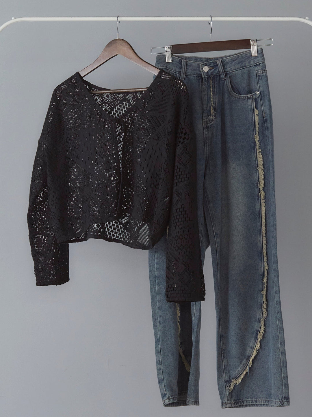 [SET] Cotton lace bolero + telekorib bare camisole + fringe boyfriend denim (3 sets)