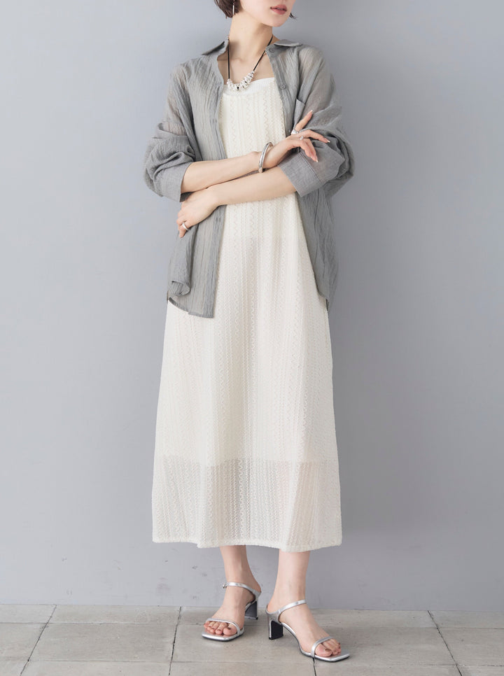 [Pre-order] Wave Lace U-Neck NS Dress/White