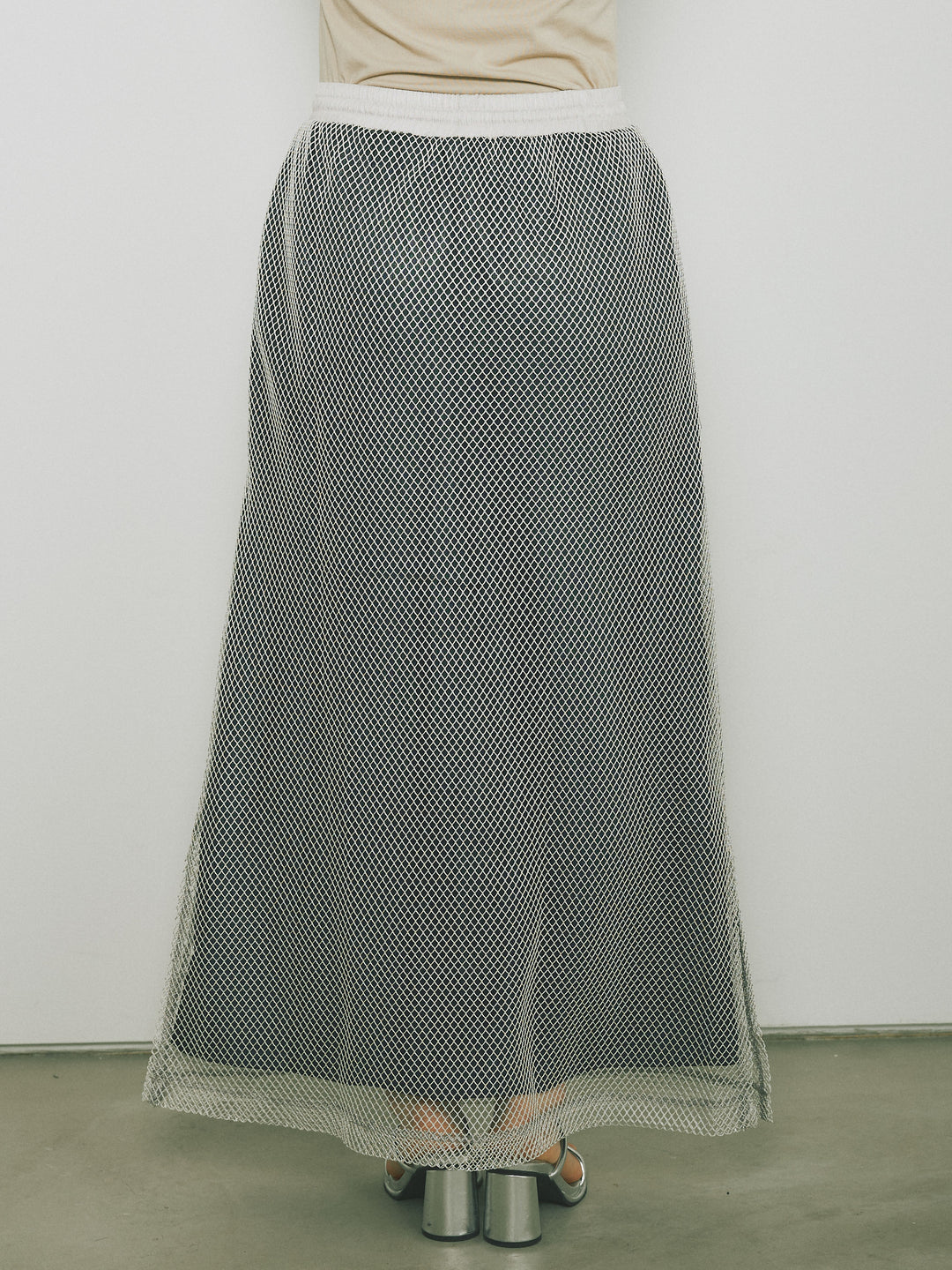 [予約]メッシュレイヤードスカート/ライトグレー