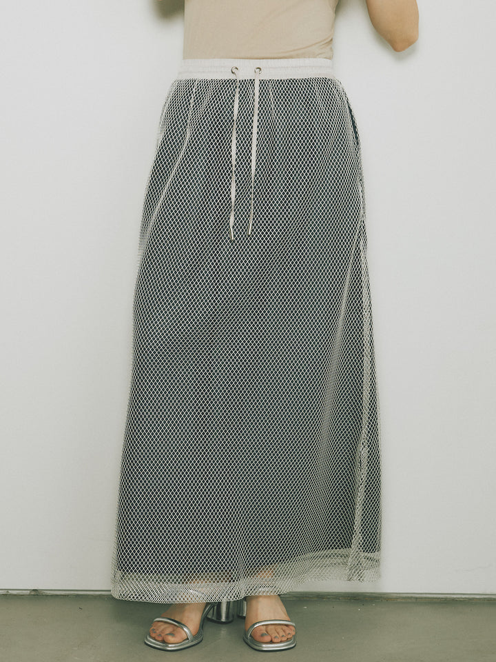 [予約]メッシュレイヤードスカート/ライトグレー