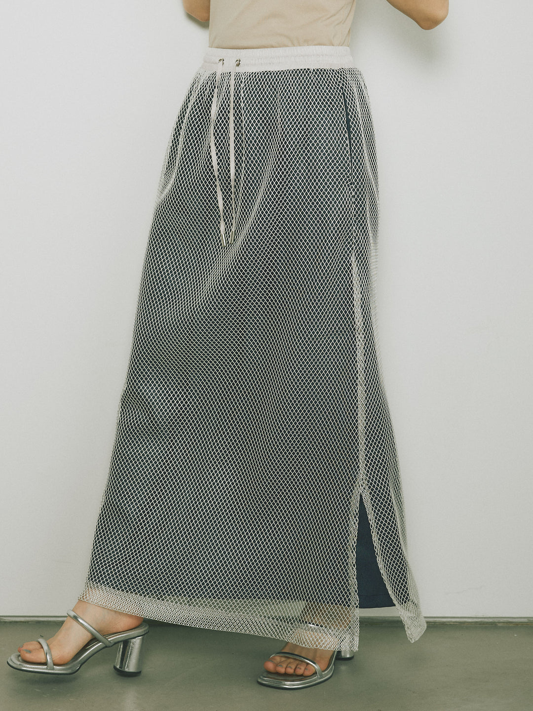 [予約]メッシュレイヤードスカート/ライトグレー