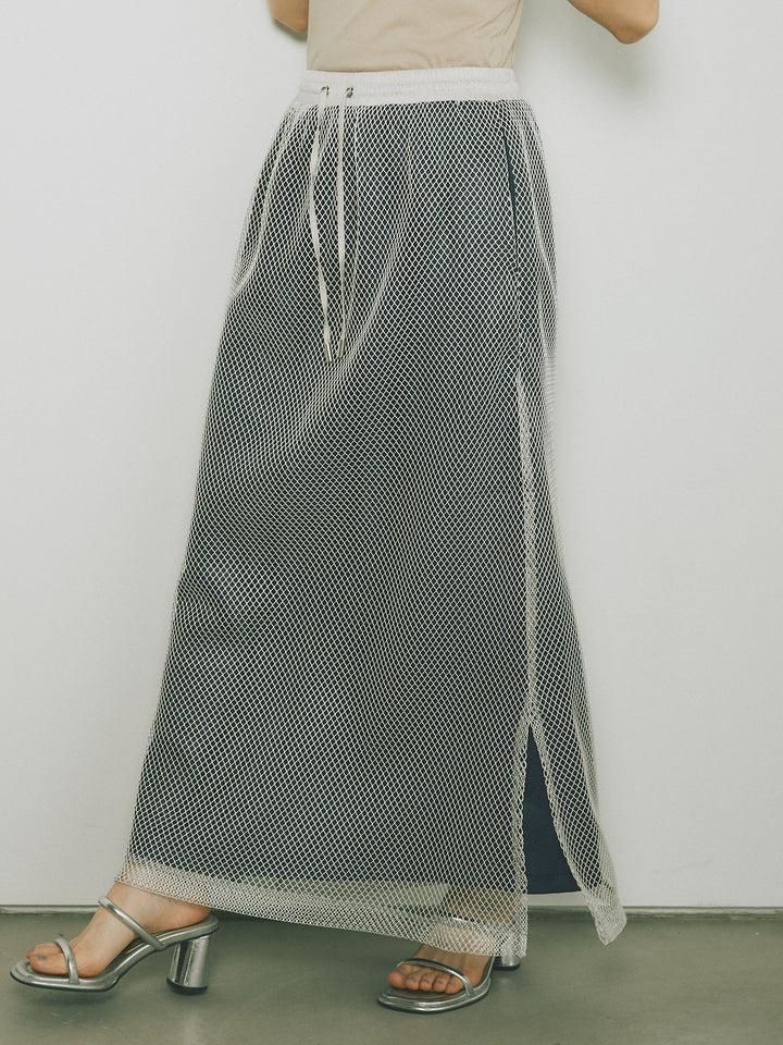 [予約]メッシュレイヤードスカート/ライトグレー