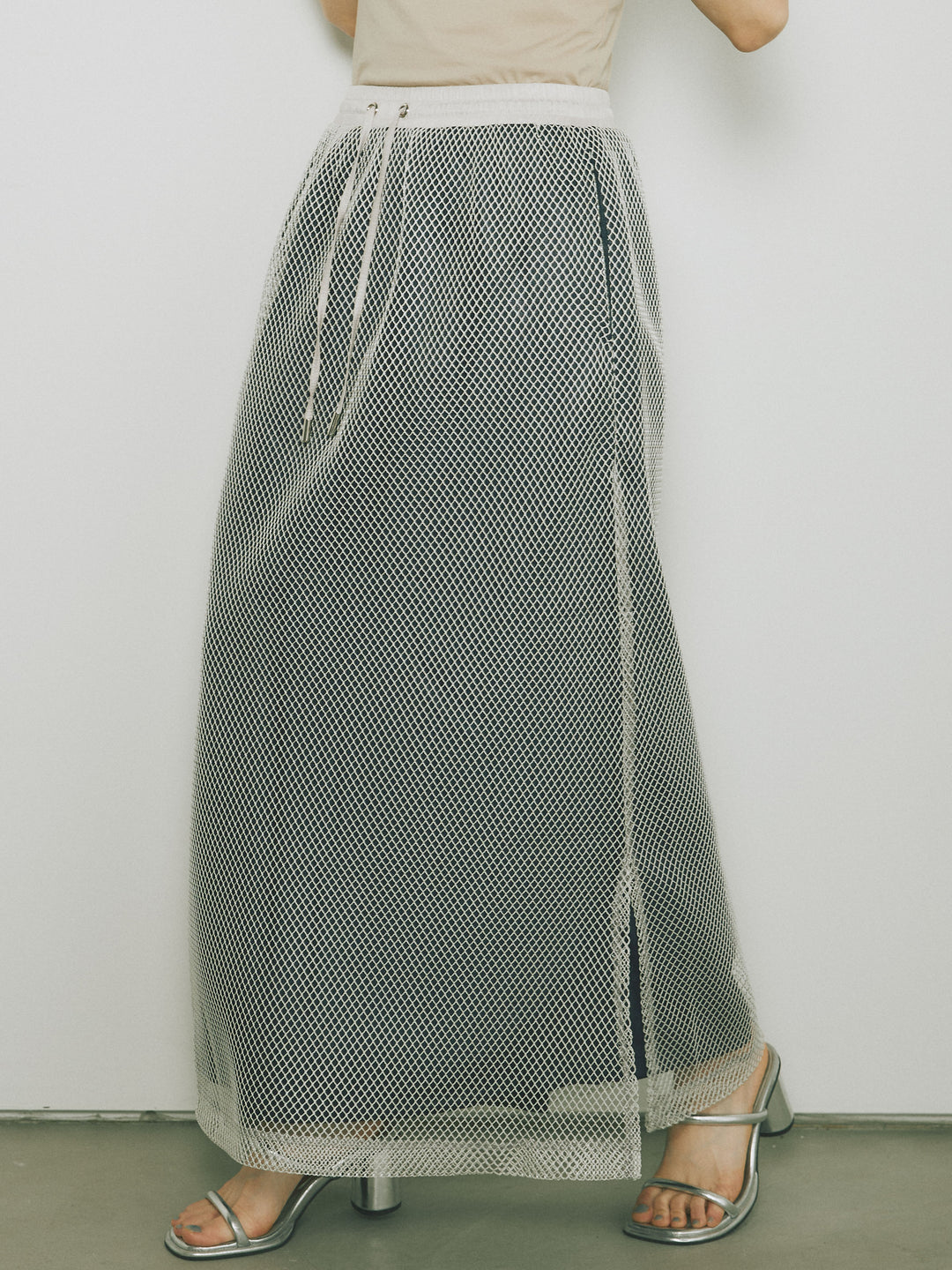 [予約]メッシュレイヤードスカート/ライトグレー