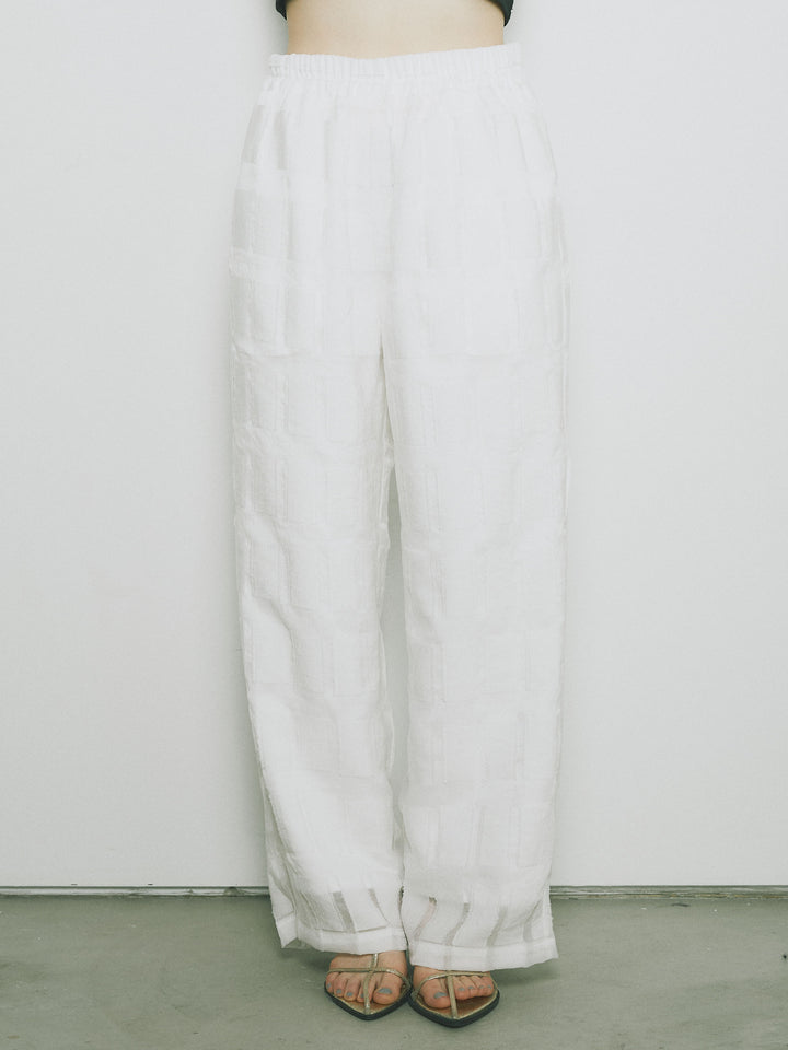 [予約]シアーブロックチェックパンツ/ホワイト