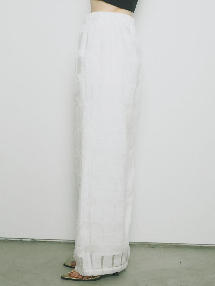 [予約]シアーブロックチェックパンツ/ホワイト