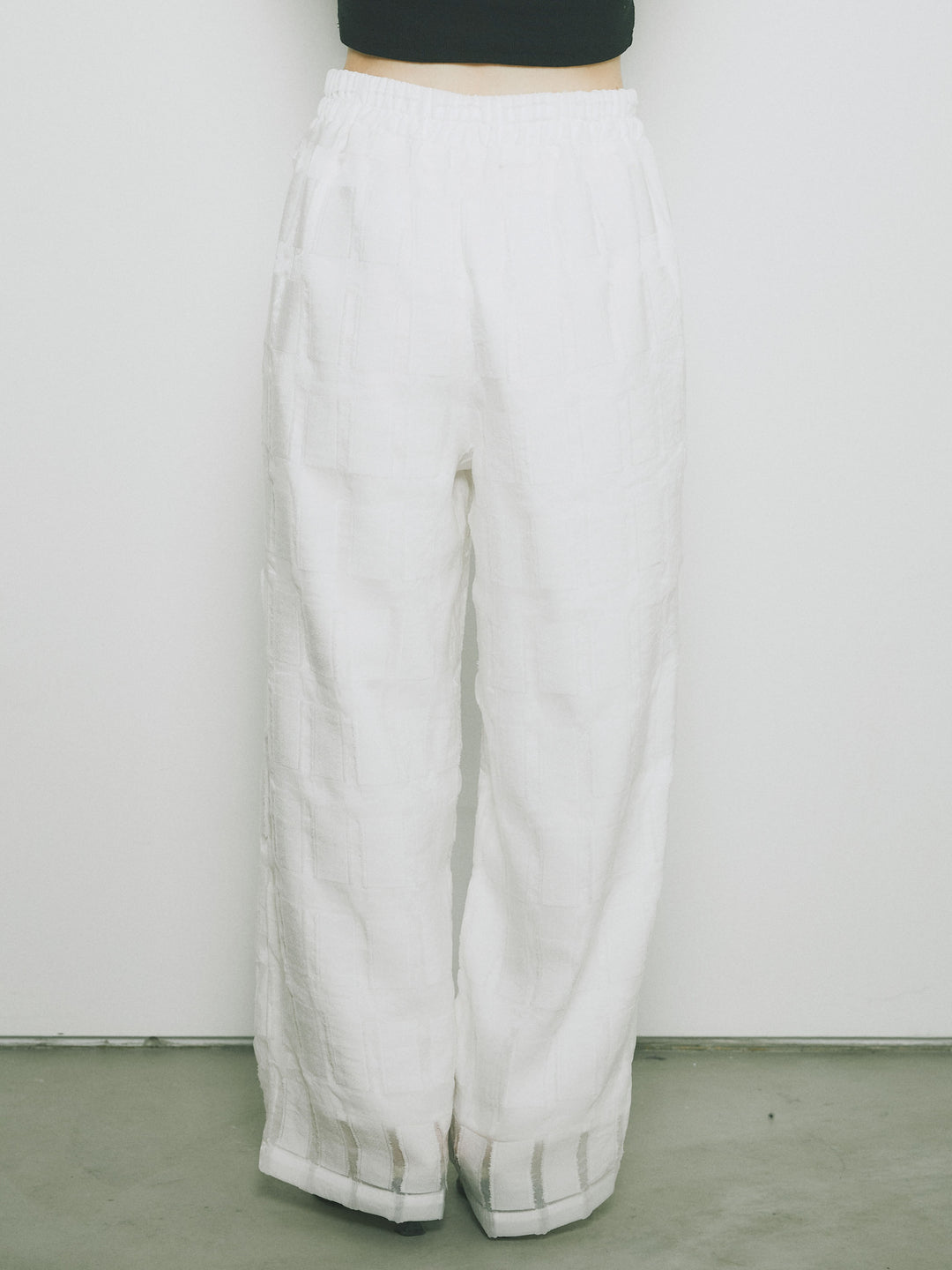 [予約]シアーブロックチェックパンツ/ホワイト