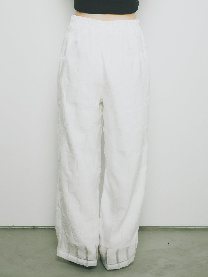 [予約]シアーブロックチェックパンツ/ホワイト