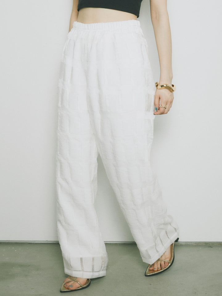 [予約]シアーブロックチェックパンツ/ホワイト