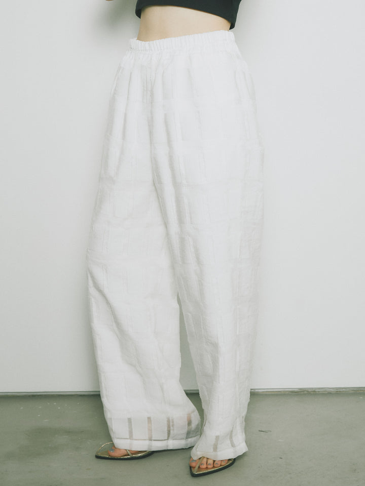 [予約]シアーブロックチェックパンツ/ホワイト