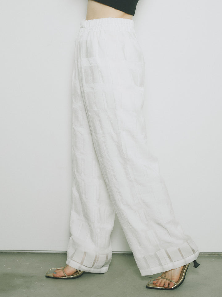 [予約]シアーブロックチェックパンツ/ホワイト