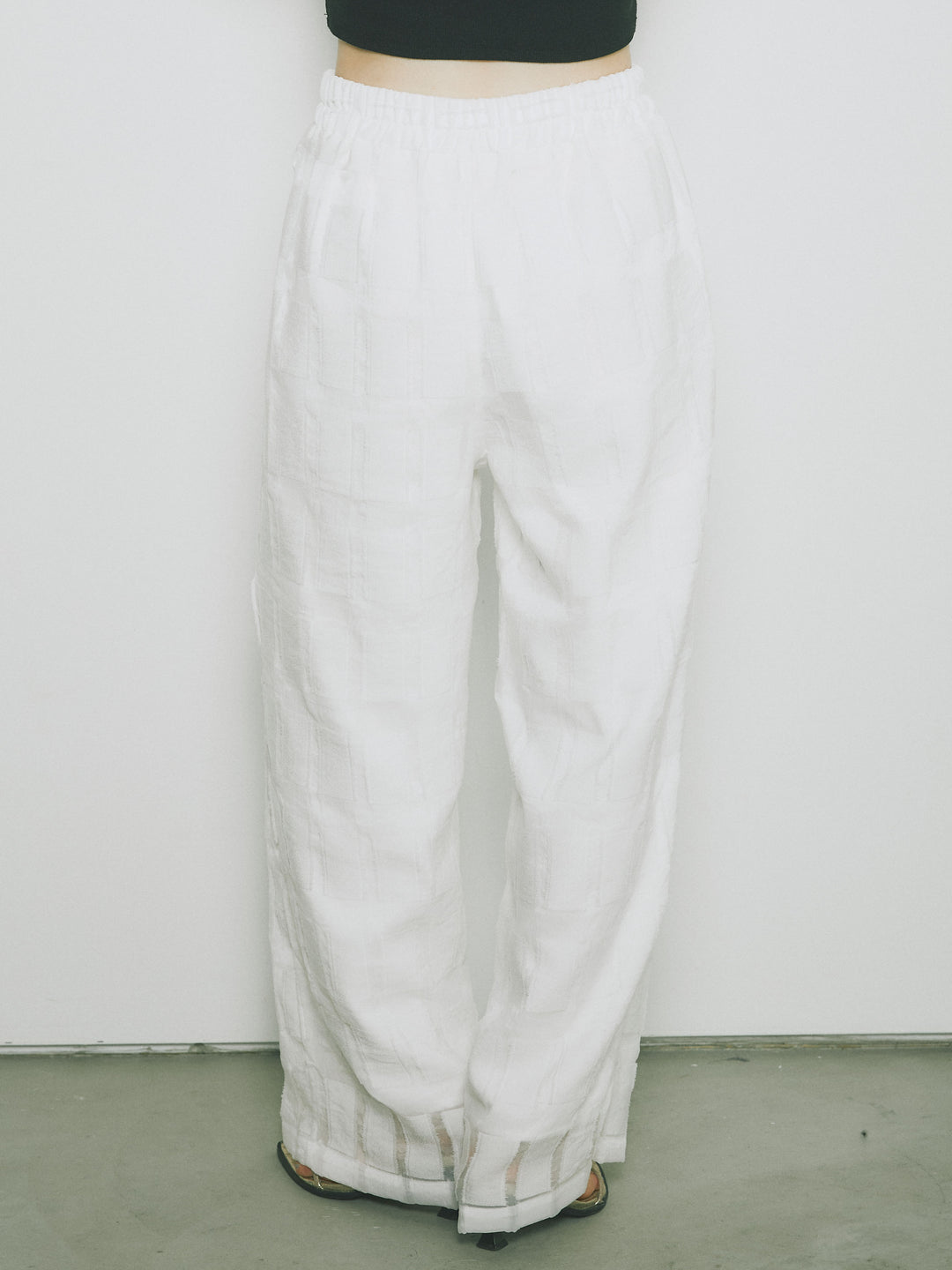 [予約]シアーブロックチェックパンツ/ホワイト