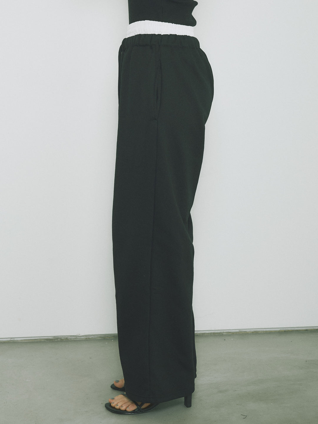 [予約]ダブルウエストスウェットパンツ/ブラック