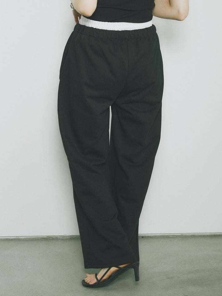 [予約]ダブルウエストスウェットパンツ/ブラック