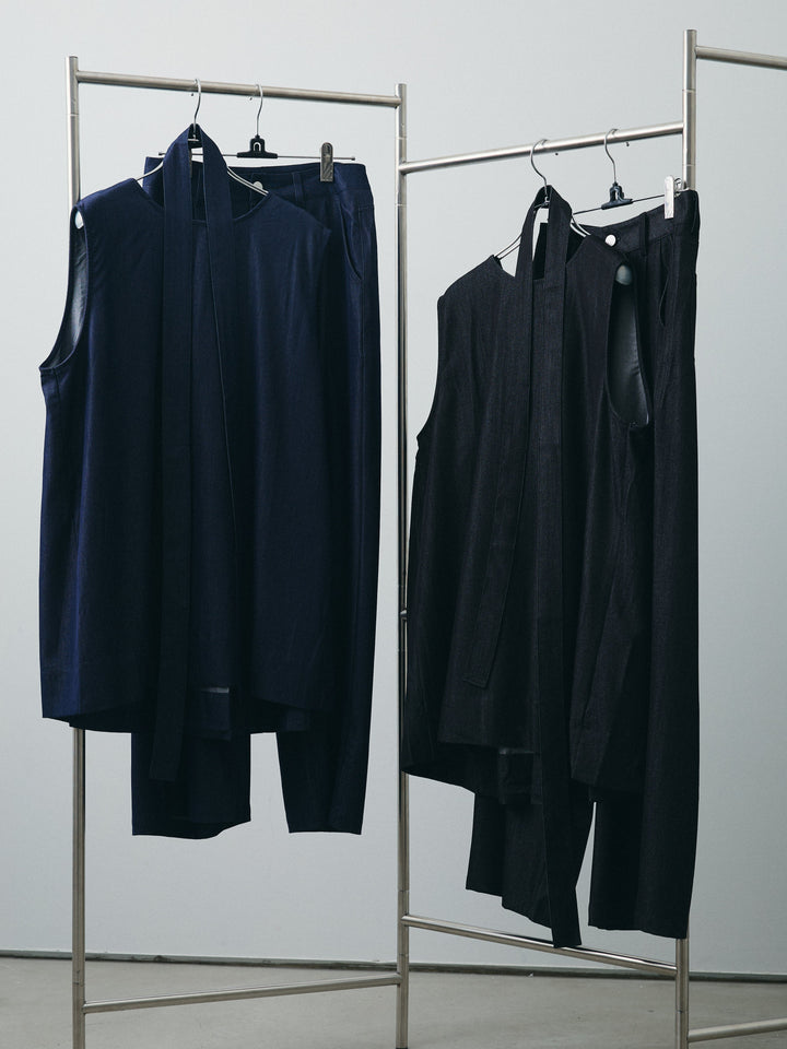 [SET]テンセルデニムノースリーブ＆ワイドパンツSET UP+テンセルデニムノースリーブ＆ワイドパンツSET UP(2set)