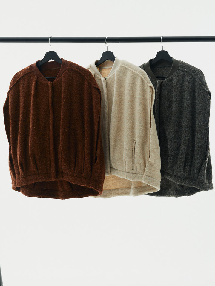 【Allure】[SET]ウール混コクーンブルゾン+ラップデザインタックワイドパンツ(2set)