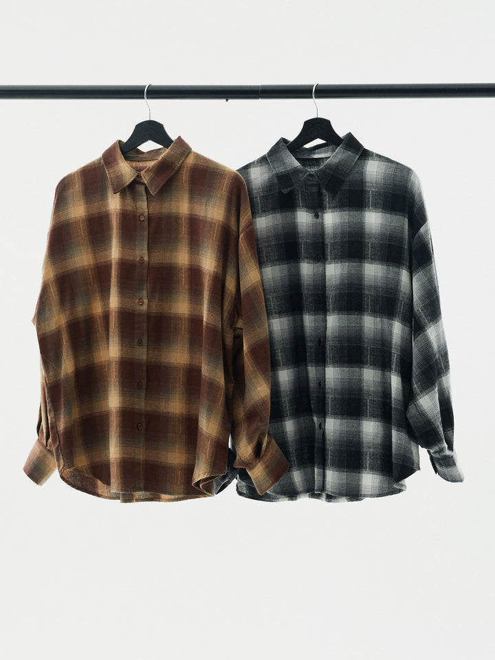 【Allure】[SET]オンブレチェックオーバーシャツ+オンブレチェックオーバーシャツ(2set)