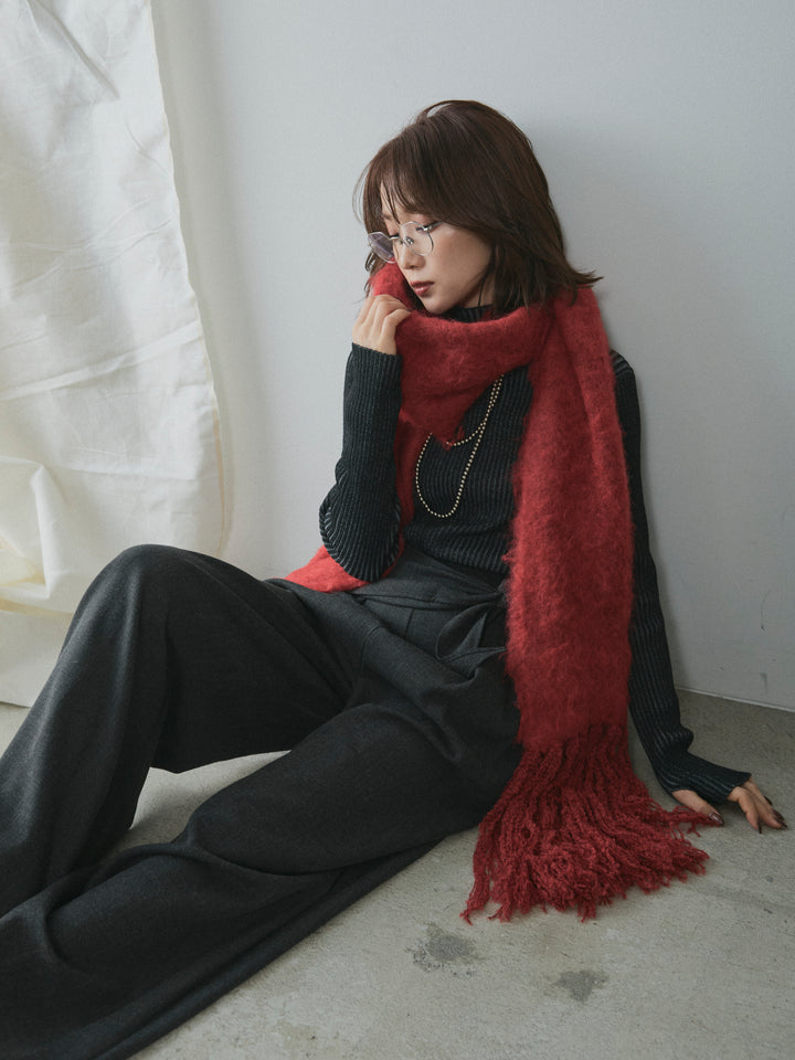 [予約]ブークレシャギーニットマフラー/red