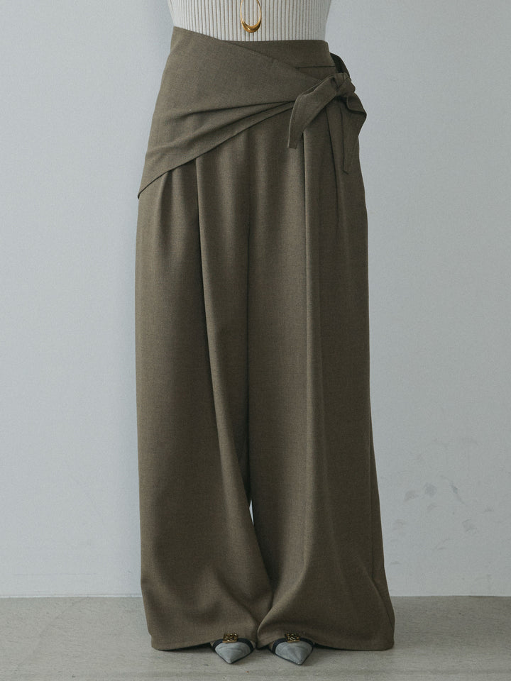 [予約]スカーフ付ワイドパンツ/brown