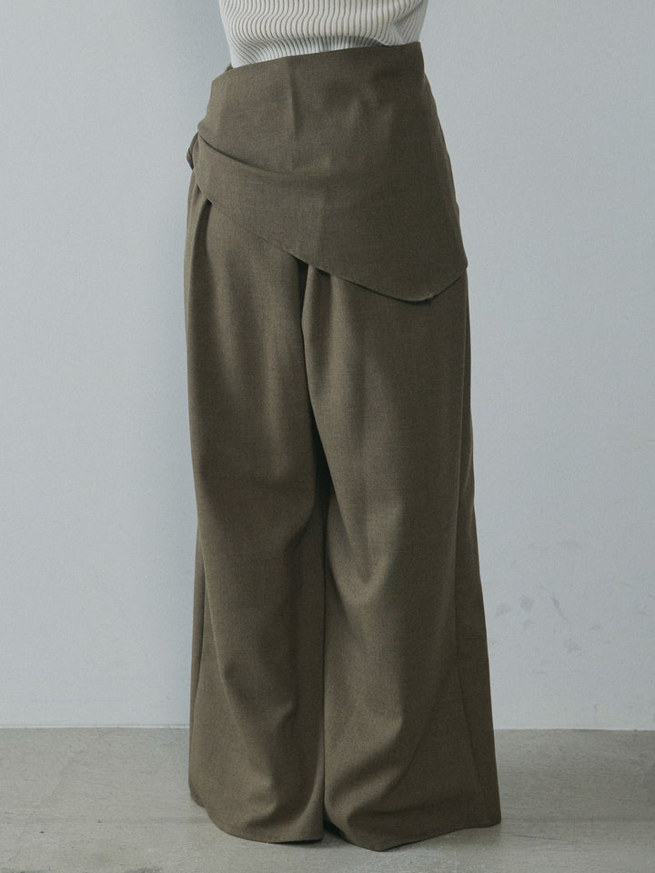 [予約]スカーフ付ワイドパンツ/brown
