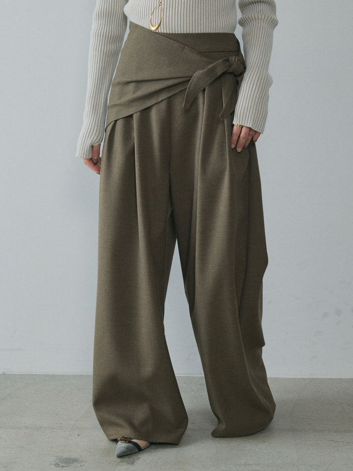[予約]スカーフ付ワイドパンツ/brown
